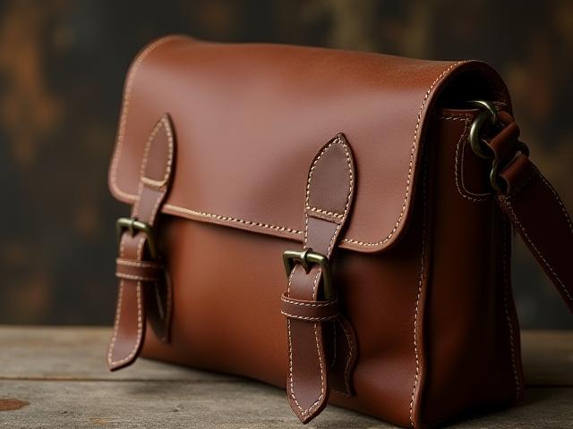 Håndsydd skinnveske i tradisjonell stil
